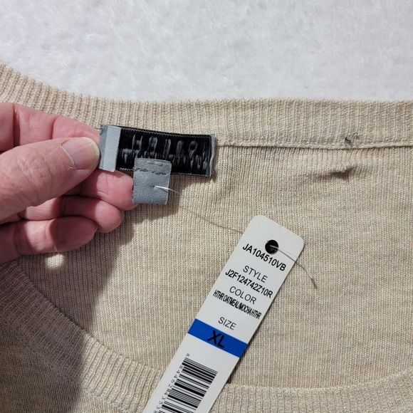 NWT Joseph A Women's Long Tunic Lightweight Sweater Beige Black Stripe Size XL - Picture 8 of 12